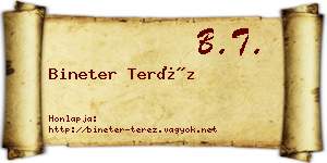 Bineter Teréz névjegykártya